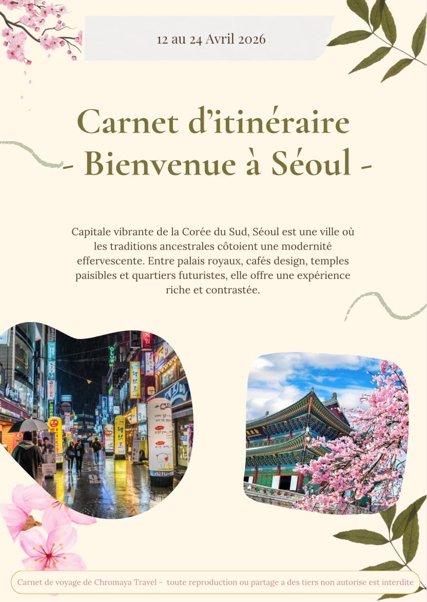 Exemple de carnet de voyage personnalisé Chromaya Travel